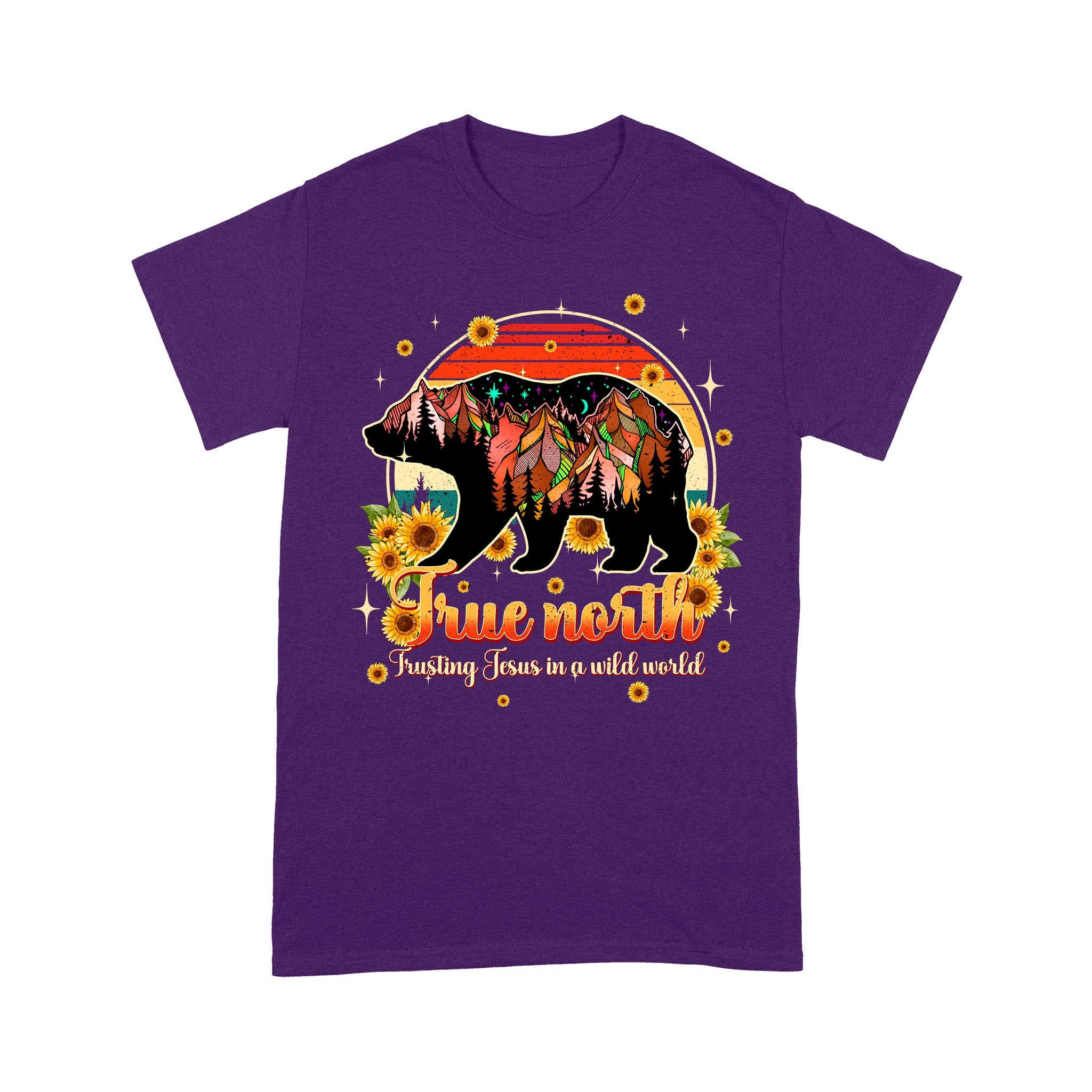 Mountain Bear True North Trusting Jesus In A Wild World Shirt - Inspirational Christian Bear T-Shirt - Image 7