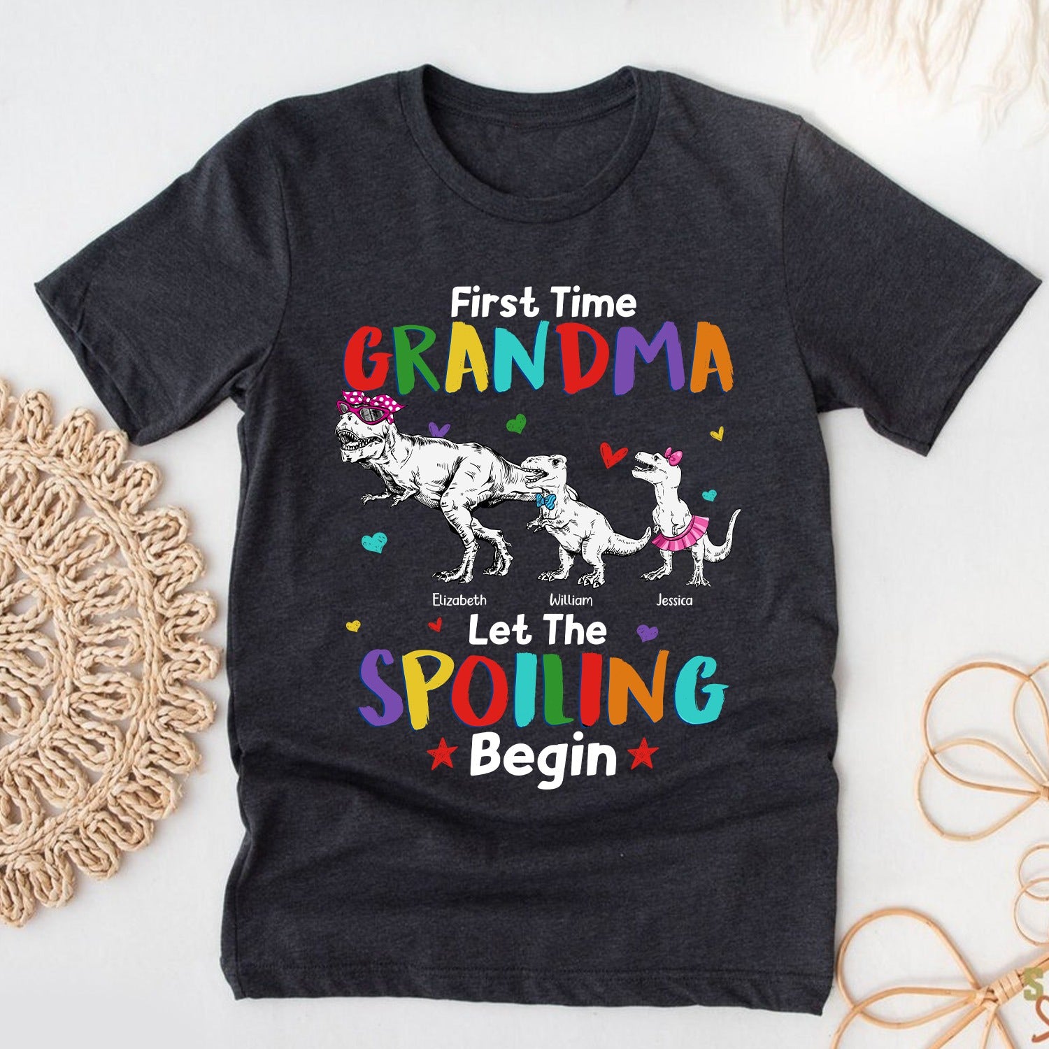 Grandmasaurus First Time Grandma Let The Spoiling Begin T-Shirt, Funny Gifts For Grandma T-Shirt - Image 2