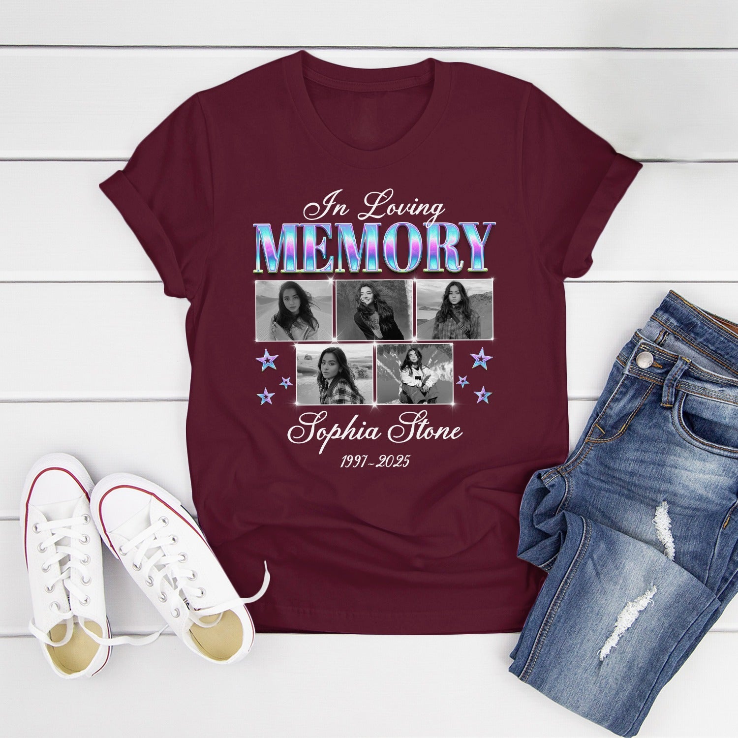 Photo In Loving Memory T-Shirt, Sympathy Gift for Loss of a Loved One T-Shirt - Image 7