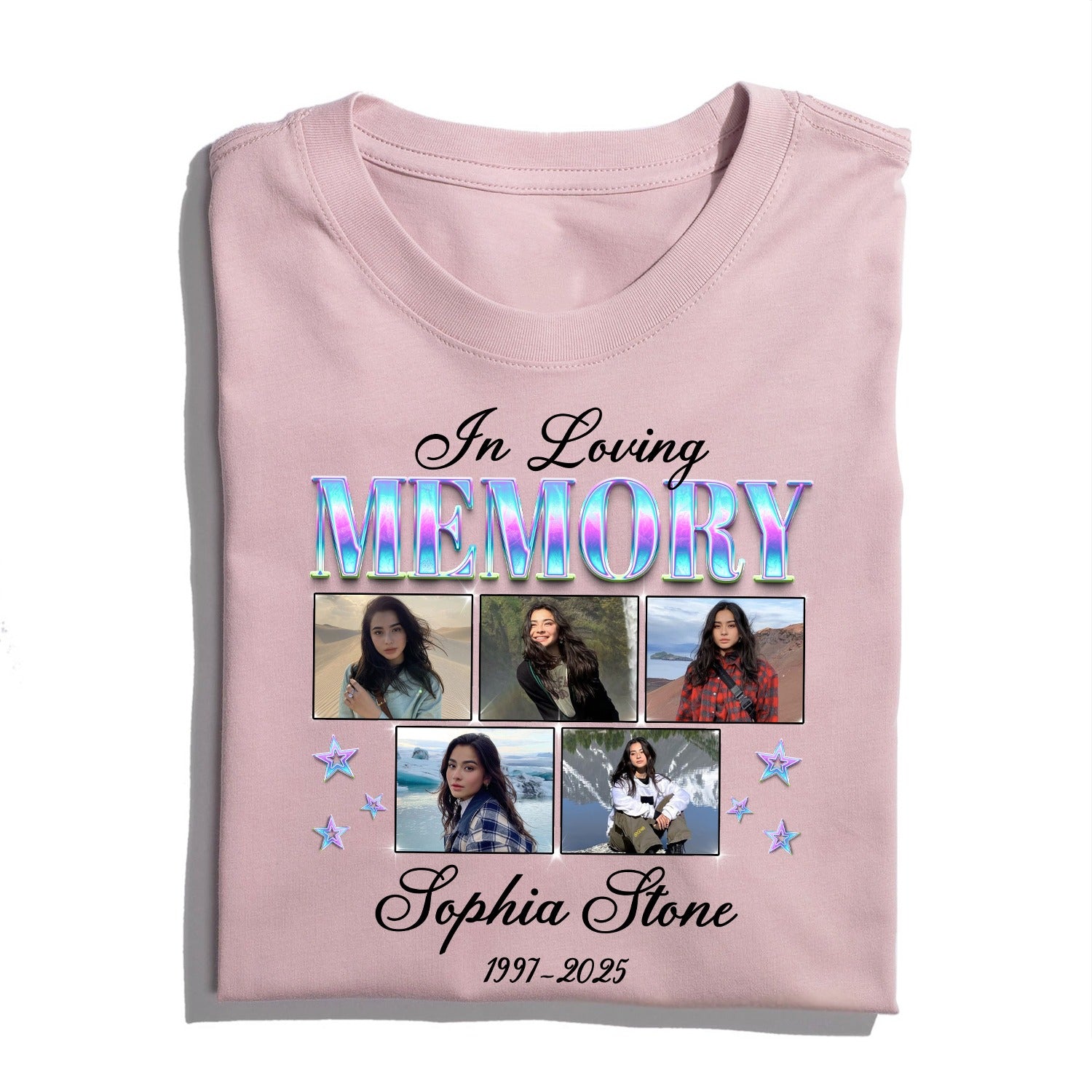 Photo In Loving Memory T-Shirt, Sympathy Gift for Loss of a Loved One T-Shirt - Image 5