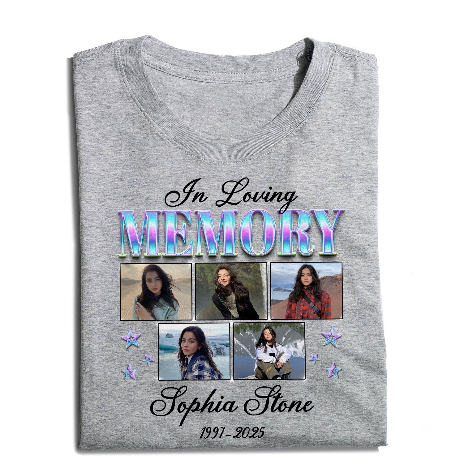 Photo In Loving Memory T-Shirt, Sympathy Gift for Loss of a Loved One T-Shirt - Image 4