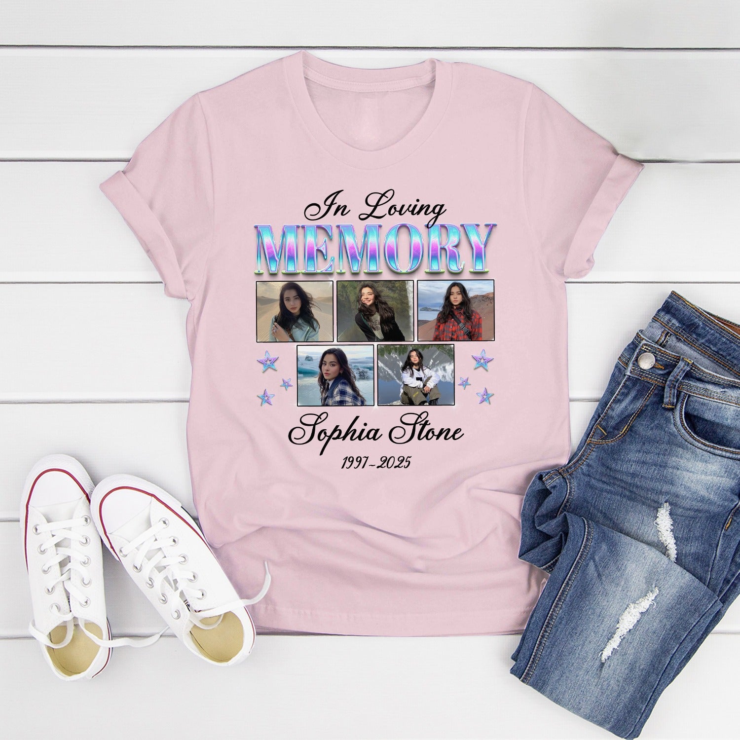 Photo In Loving Memory T-Shirt, Sympathy Gift for Loss of a Loved One T-Shirt - Image 2