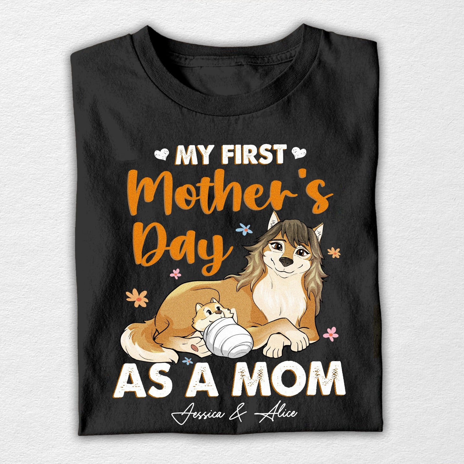 Wolf Mom And Baby My First Mother's Day As A Mom T-Shirt - Image 3