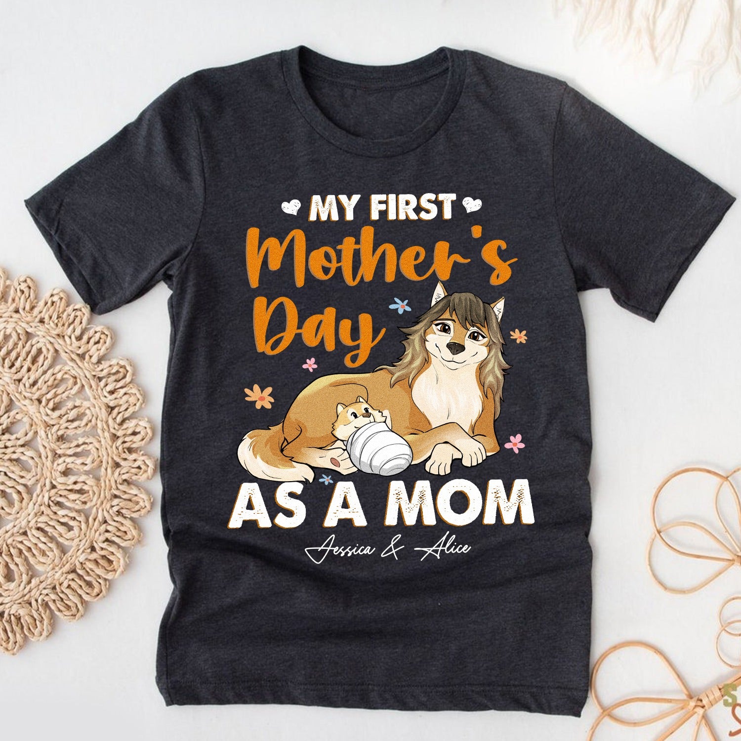 Wolf Mom And Baby My First Mother's Day As A Mom T-Shirt - Image 2