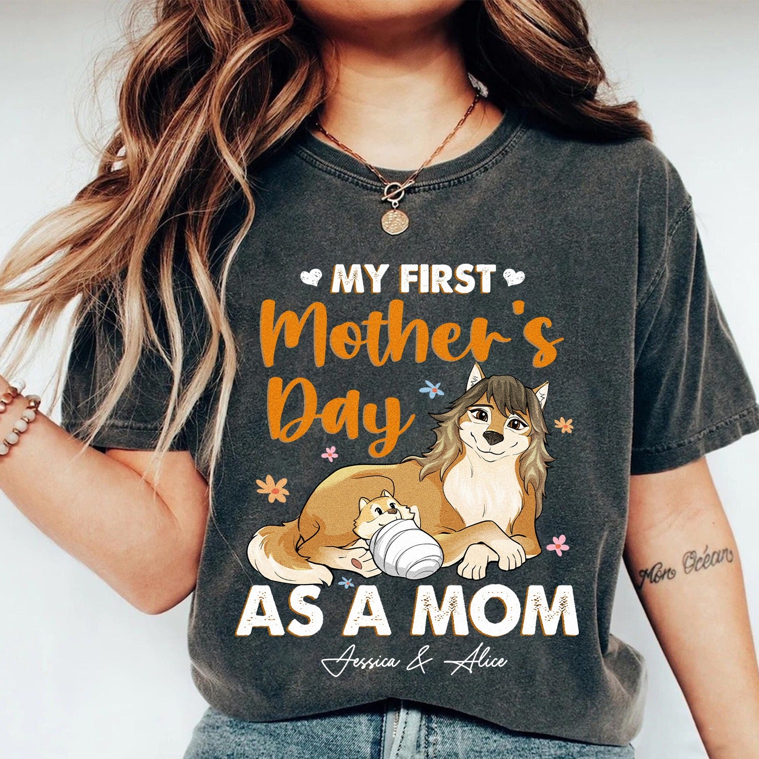 Wolf Mom And Baby My First Mother's Day As A Mom T-Shirt