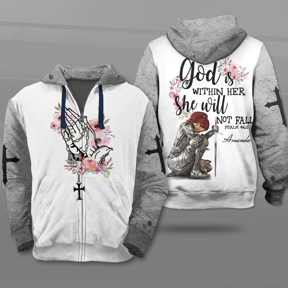 Woman Warrior God Is Within Her She Will Not Fall-Psalm 46:5 3D All Over Print T-Shirt And Hoodie - Image 3