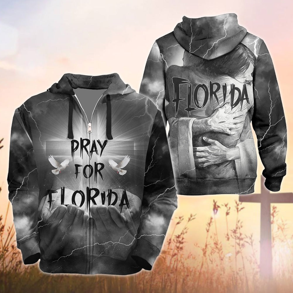 Pray for Florida, Jesus Protects Florida Faith And Hope 3D All Over Print T-Shirt And Hoodie - Image 6