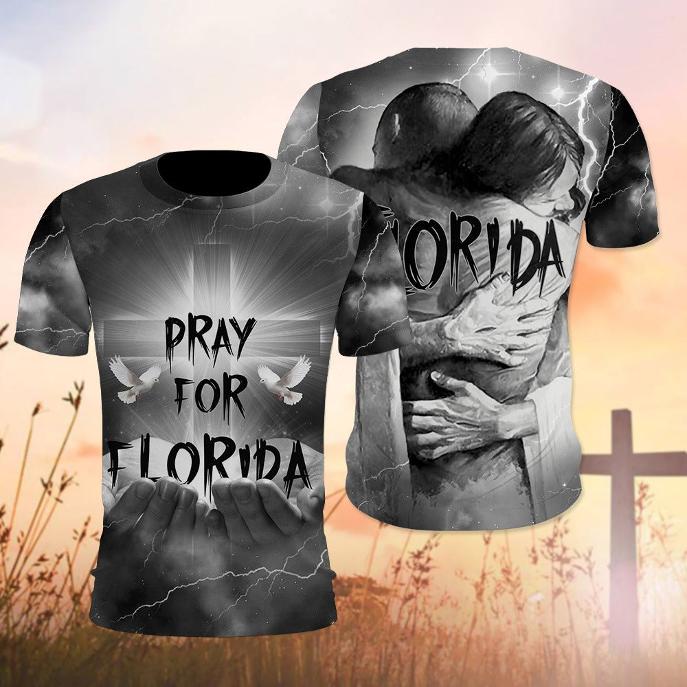 Pray for Florida, Jesus Protects Florida Faith And Hope 3D All Over Print T-Shirt And Hoodie - Image 3