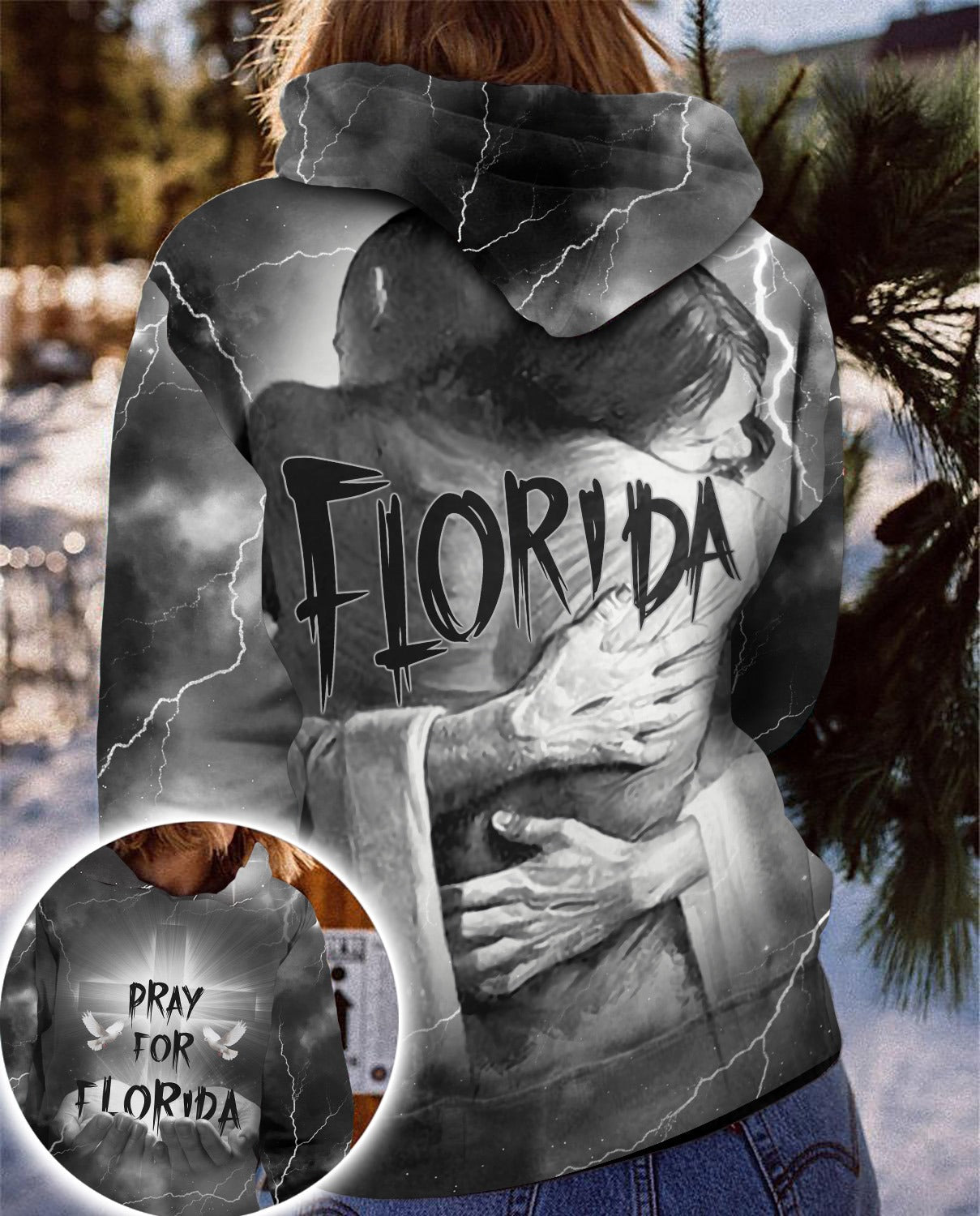 Pray for Florida, Jesus Protects Florida Faith And Hope 3D All Over Print T-Shirt And Hoodie - Image 2
