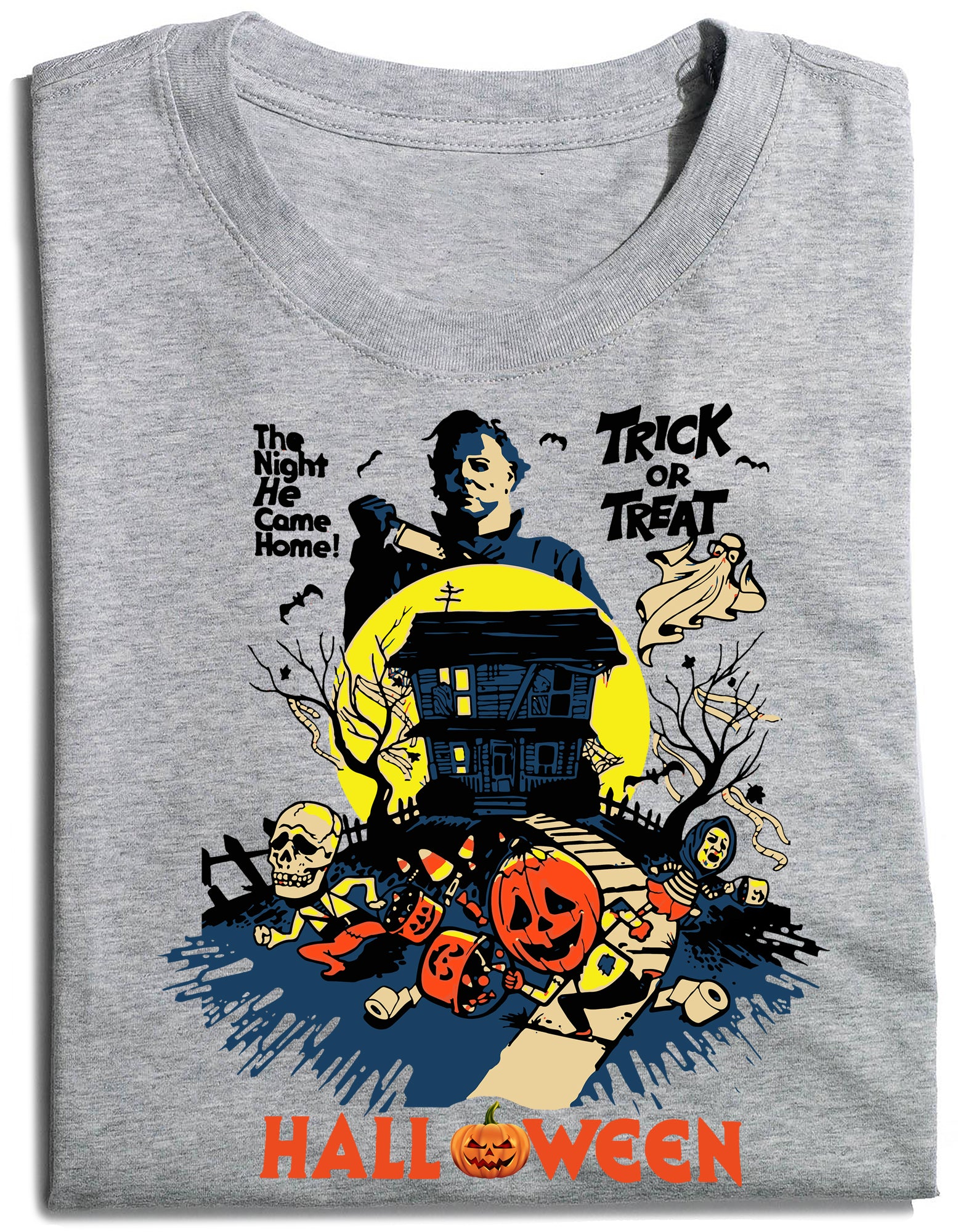 Spooky Night Trick Or Treat Haunted House Halloween T-Shirt - Image 7