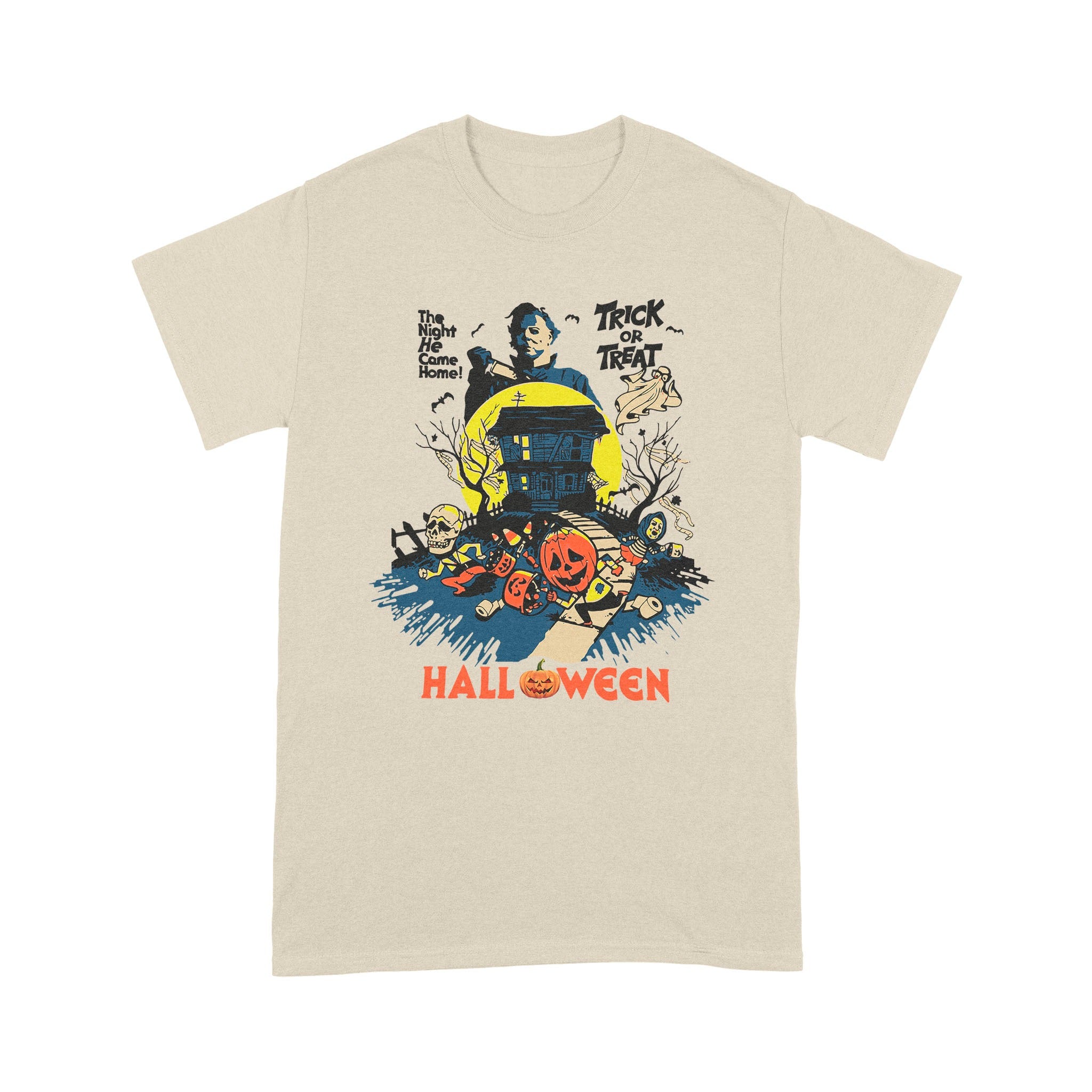 Spooky Night Trick Or Treat Haunted House Halloween T-Shirt - Image 9