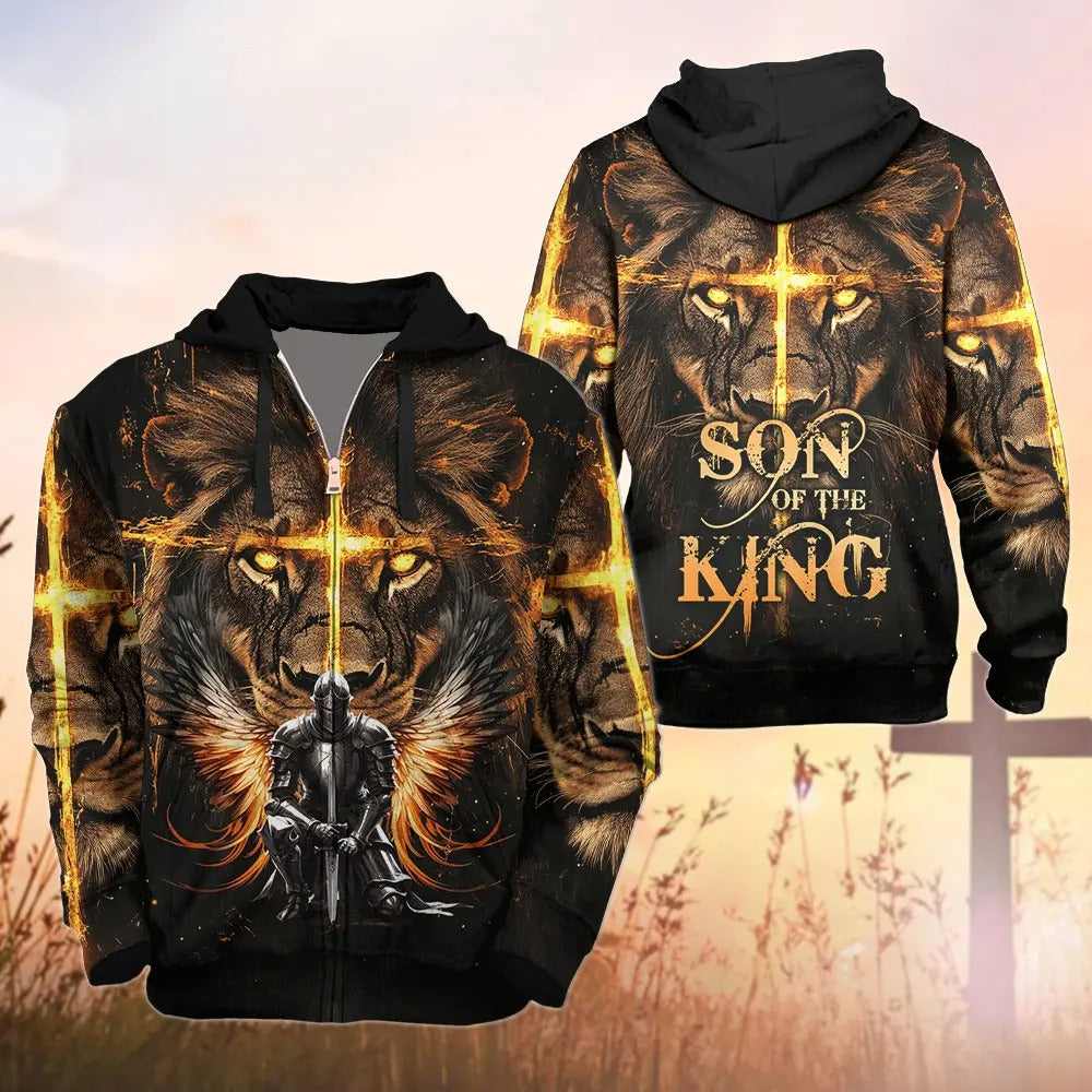 Warrior Of God, Jesus And Lion Son Of The King - Inspirational Christian 3D All Over Print T-Shirt And Hoodie - Image 2