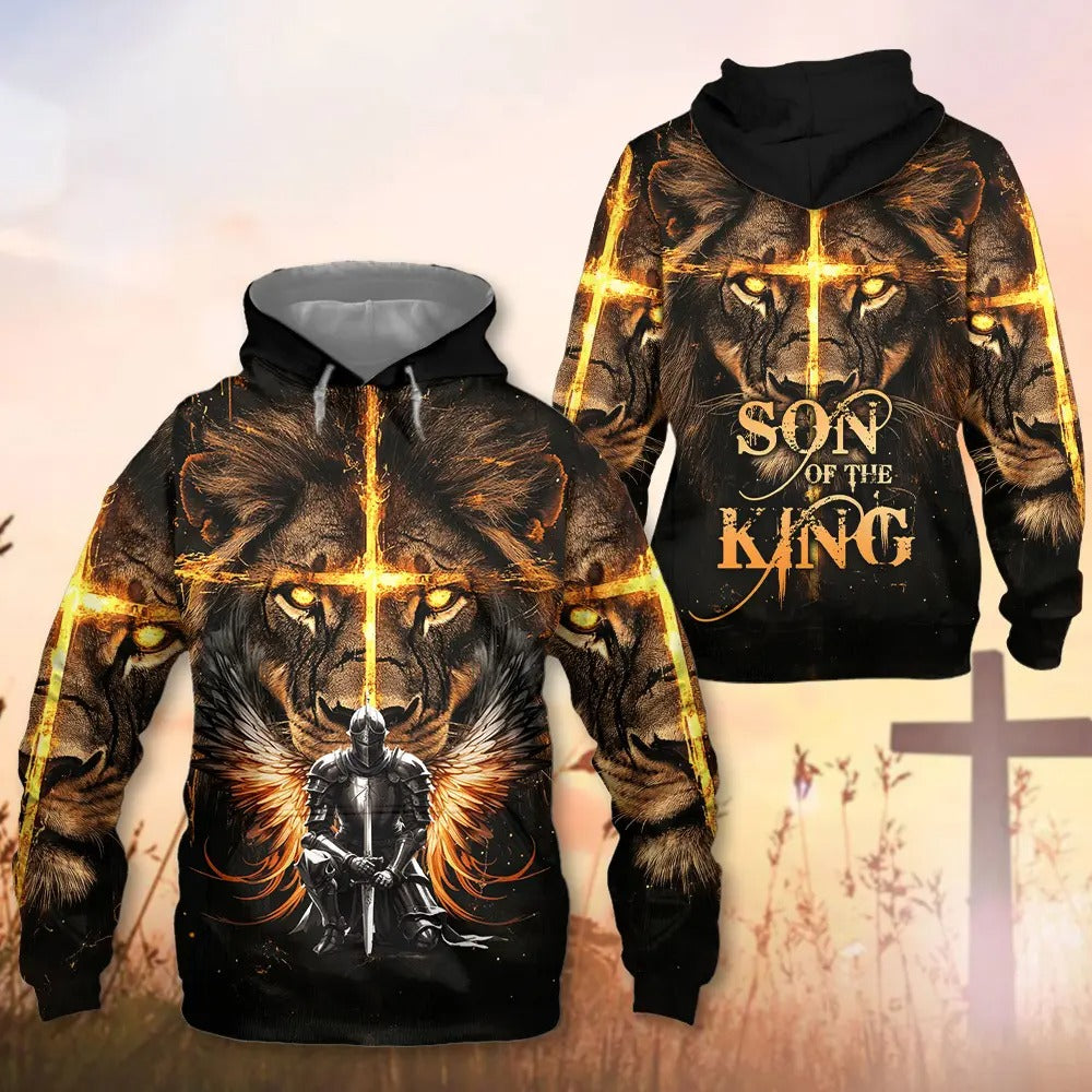 Warrior Of God, Jesus And Lion Son Of The King - Inspirational Christian 3D All Over Print T-Shirt And Hoodie - Image 3