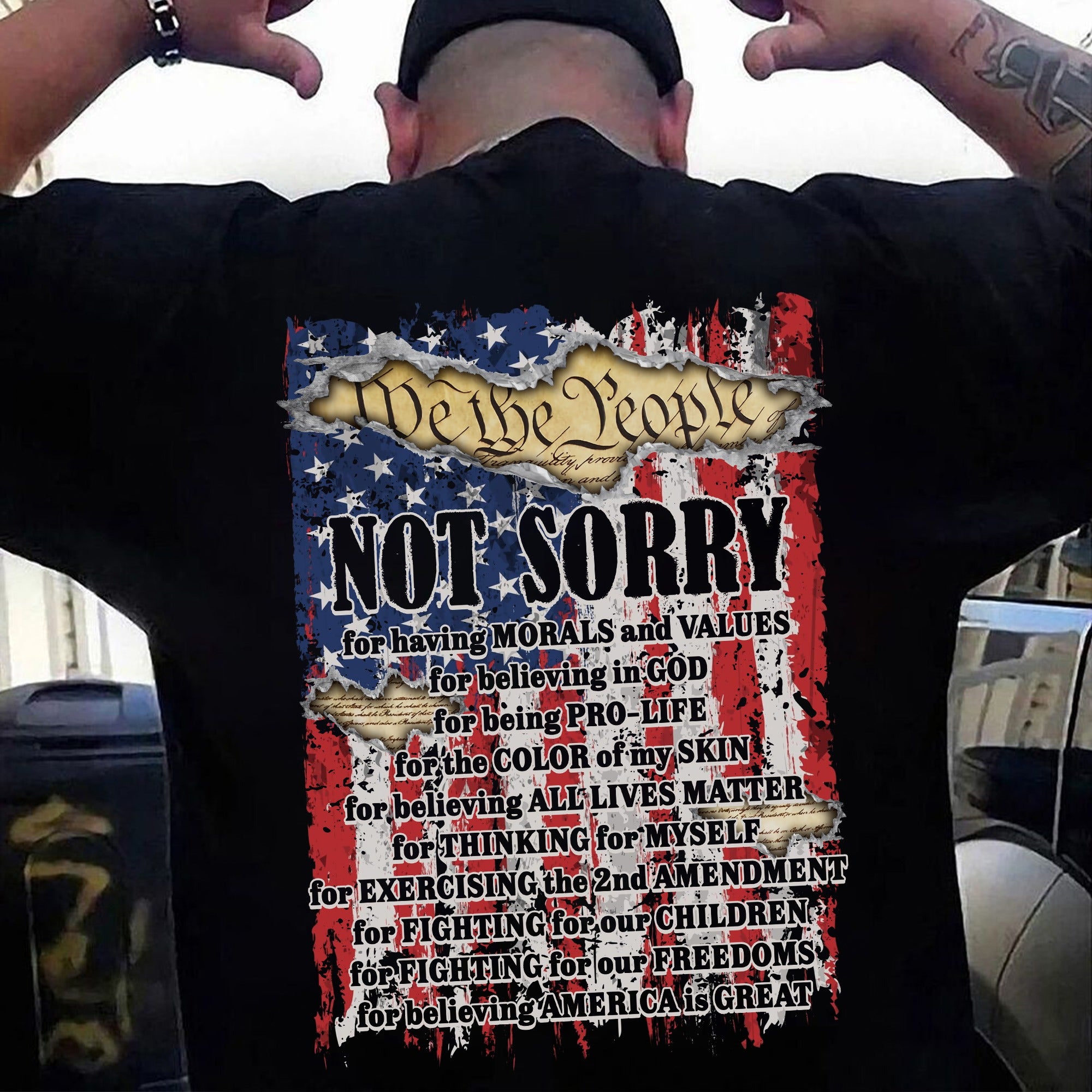 We The People Not Sorry T-Shirt, Patriotic American T-Shirt - Image 4
