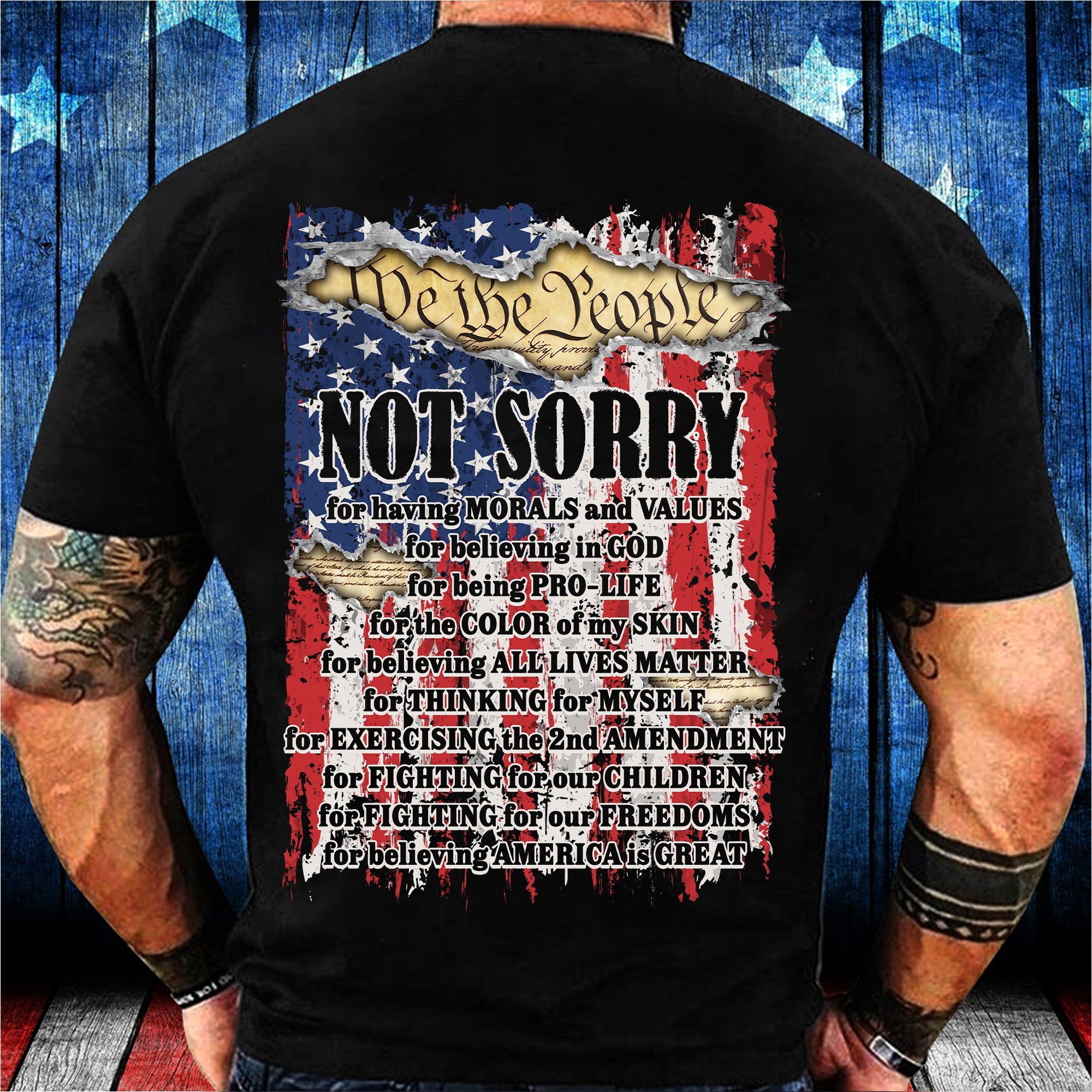 We The People Not Sorry T-Shirt, Patriotic American T-Shirt - Image 3