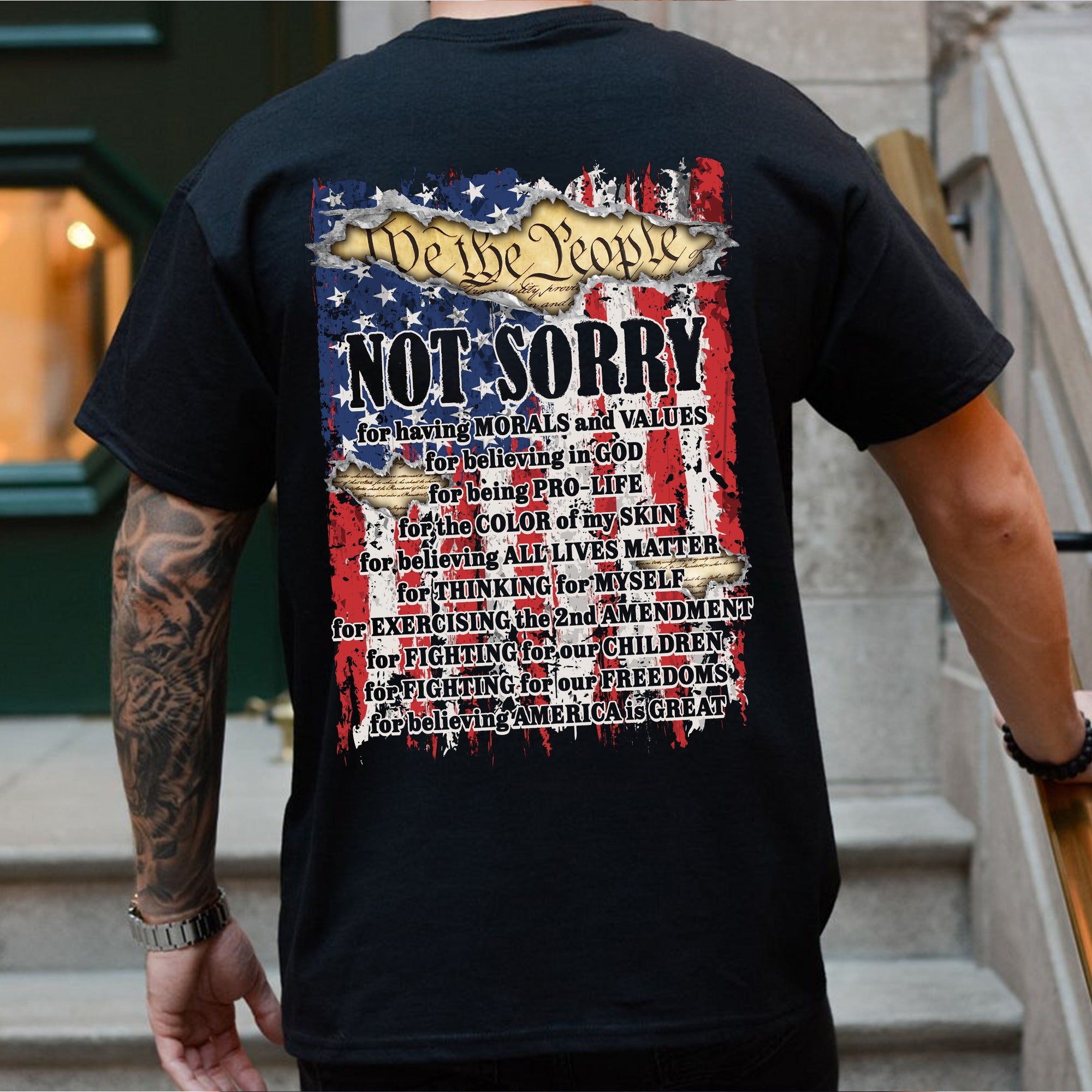 We The People Not Sorry T-Shirt, Patriotic American T-Shirt - Image 2