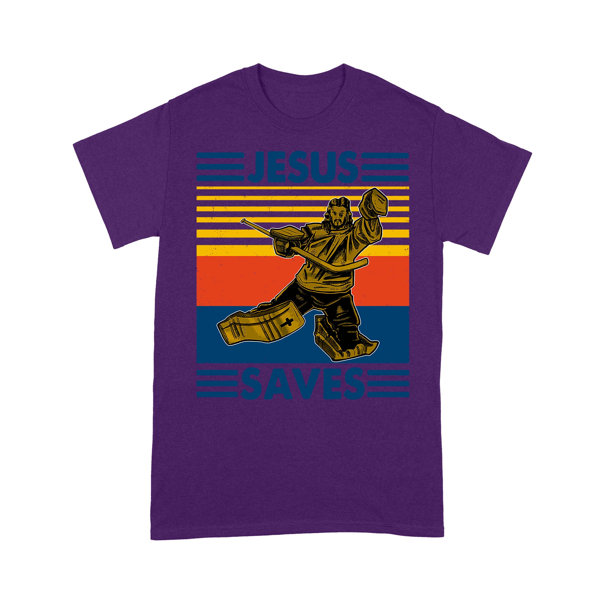 Jesus Saves Funny Vintage Hockey Ice Hockey Premium T-shirt - Image 8