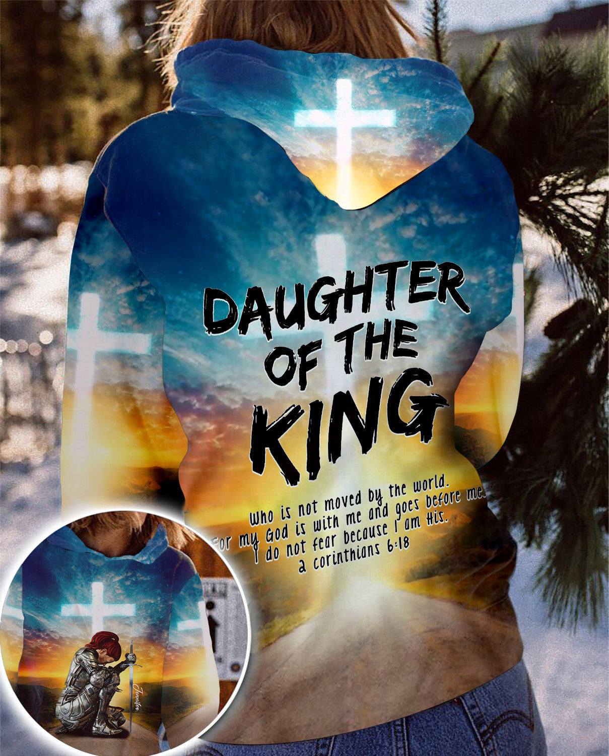 God Woman Warrior Daughter Of A King Who Is Not Moved By The World 3D All Over Print T-Shirt And Hoodie - Image 2