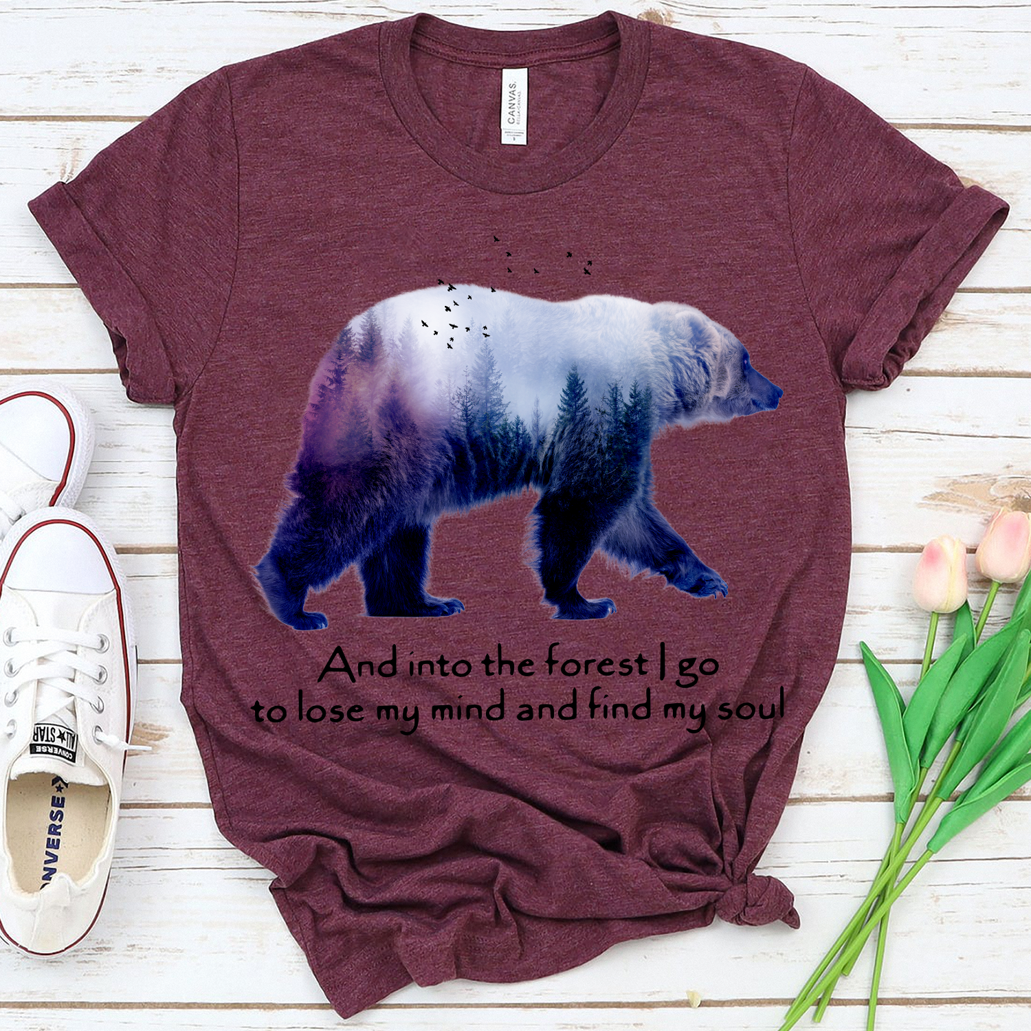 Bear Camping and into the forest i go to lose my mind and find my soul Standard T-shirt - Image 8