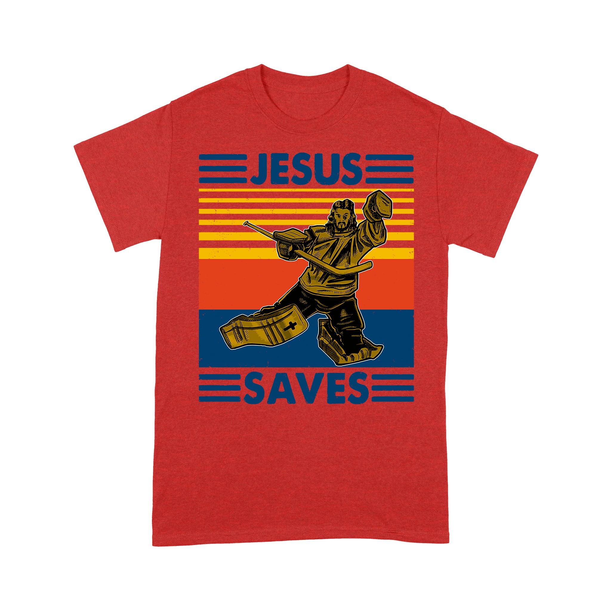 Jesus Saves Funny Vintage Hockey Ice Hockey Premium T-shirt - Image 5