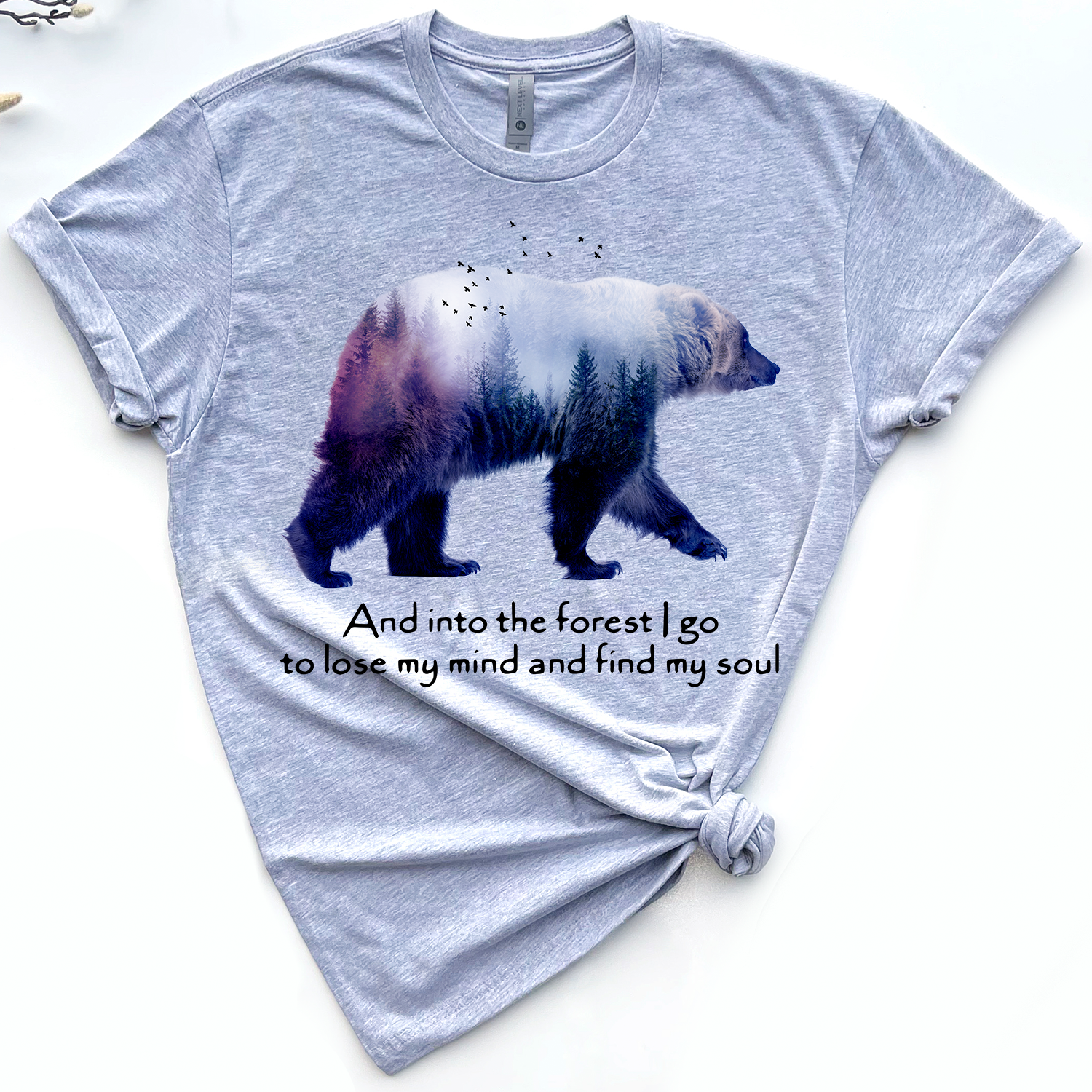 Bear Camping and into the forest i go to lose my mind and find my soul Standard T-shirt - Image 3
