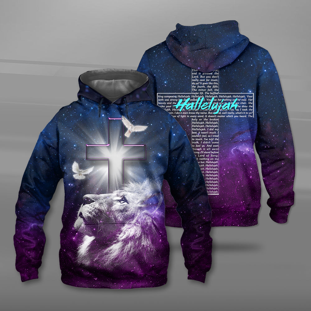 Jesus Lion of Judah With Hallelujah Lyrics 3D All Over Print T-Shirt And Hoodie - Image 2
