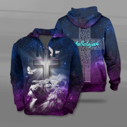 Jesus Lion of Judah With Hallelujah Lyrics 3D All Over Print T-Shirt And Hoodie