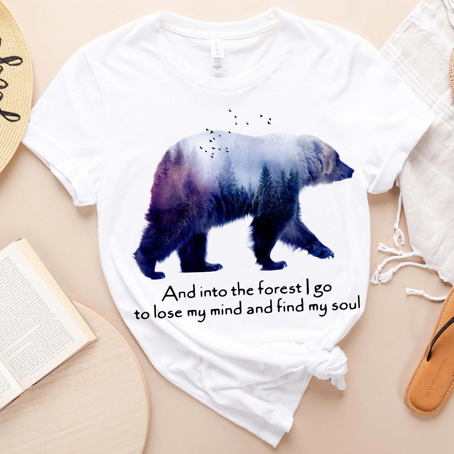 Bear Camping and into the forest i go to lose my mind and find my soul Standard T-shirt - Image 2